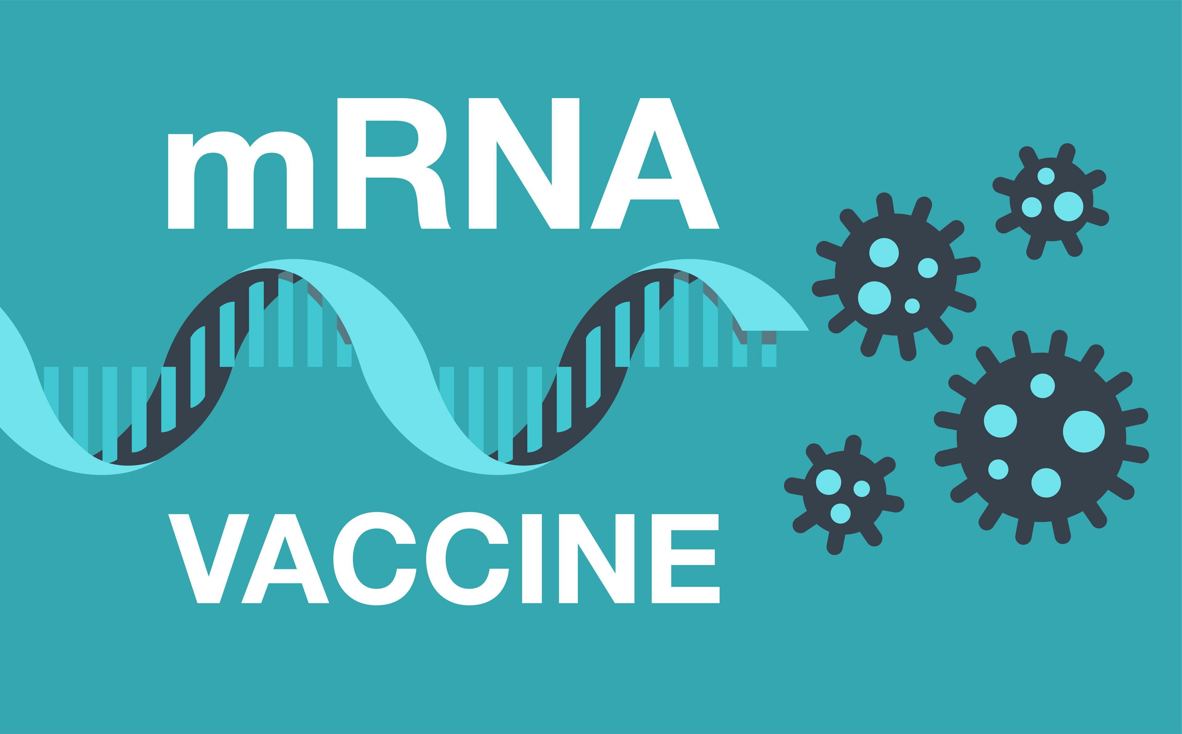 mRNA Vaccine spelled out w icon of RNA and virus | Image credit: ©Dmitry Kovalchuk