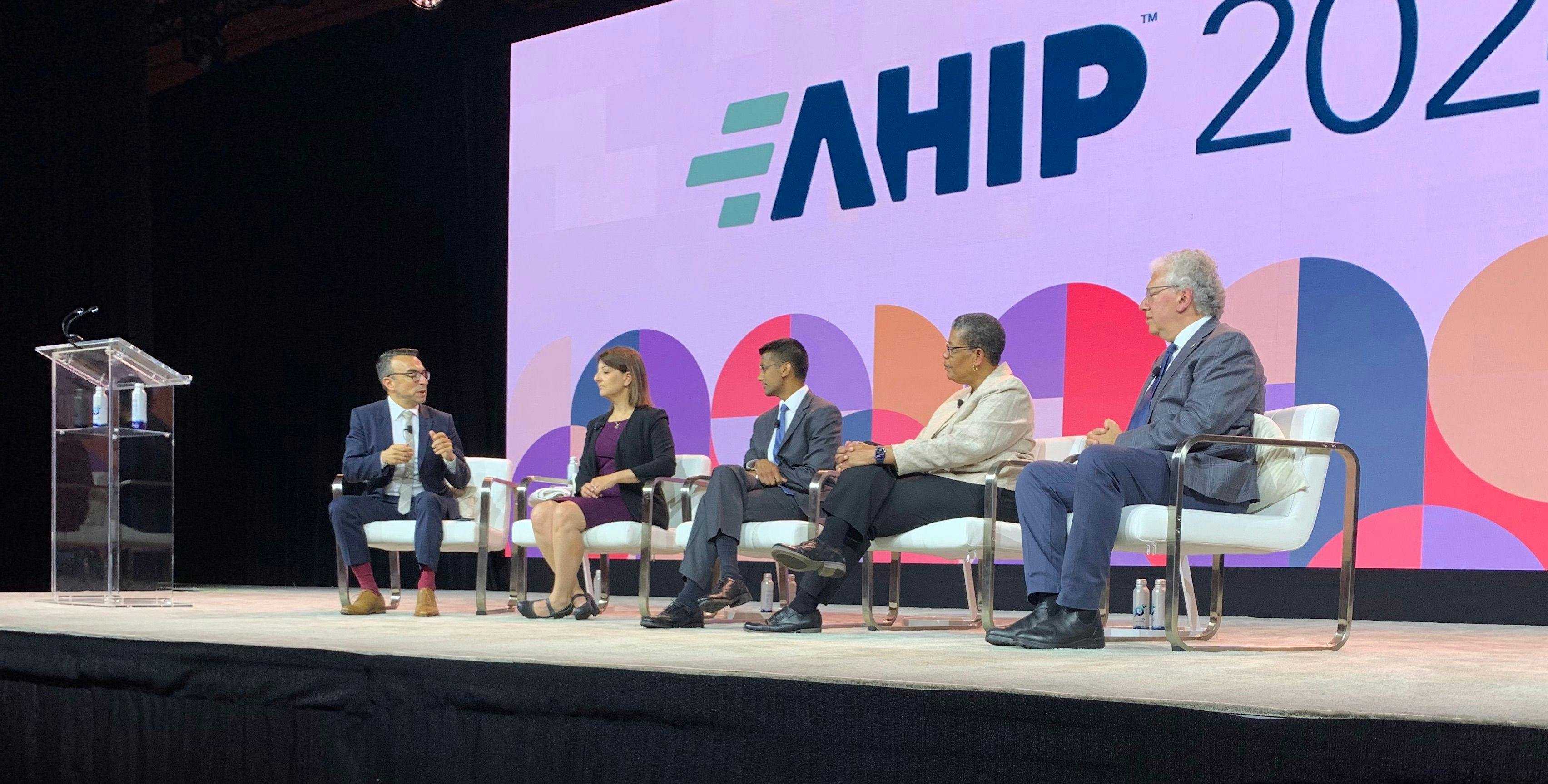 A keynote session on modernizing U.S. public health. (from left ): moderator Bechara Choucair, M.D.; Mandy Cohen, M.D., M.P.H.;Dave Chokshi, M.D.; Michelle Williams, Sc.D.;and Dan Hanfling, M.D.